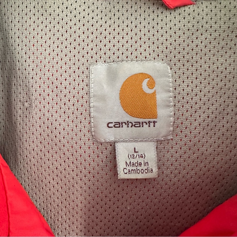 Vintage Carhartt Raincoat Jacket Red Grey Hiking Outdoors Windbreaker Large - Picture 2 of 14